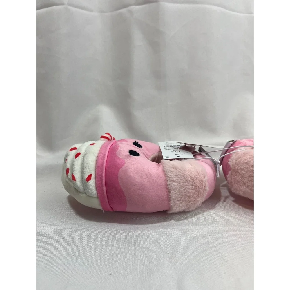 Squishmallows Squish Peppermint Pink Plush Slippers Kids Size 11/12 Jazwares NEW